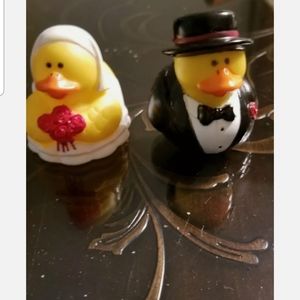 Yellow Bride and Groom Duck Figurines